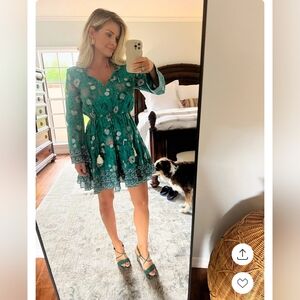 CELINA MOON Tuckernuck Green Freesia Mini Dress NWOT Sz XS